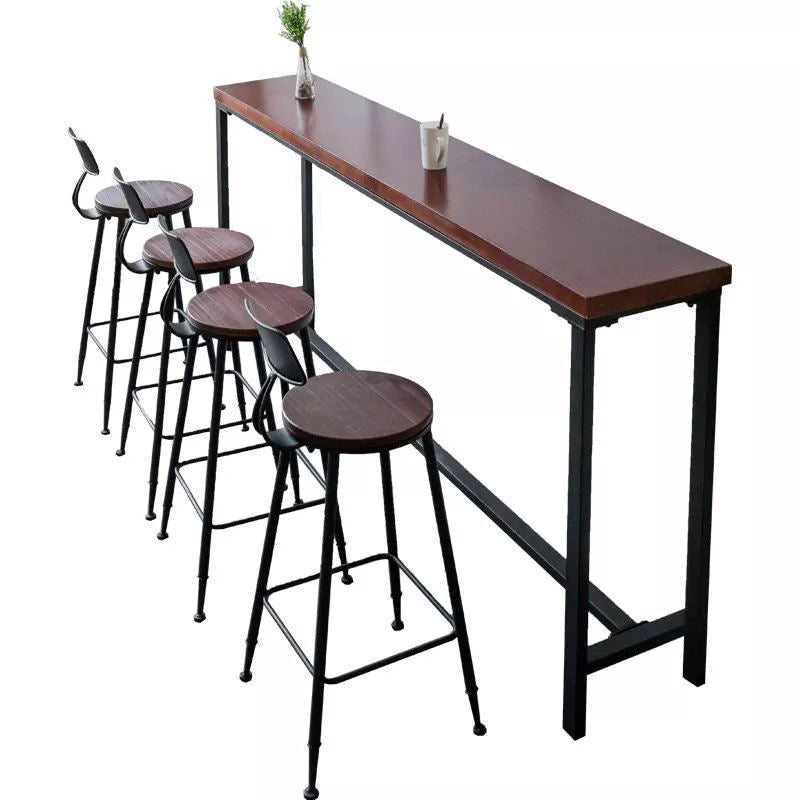 Industrial Style Solid Wood Bar Table Rectangle Bar Height Bar Dining Table