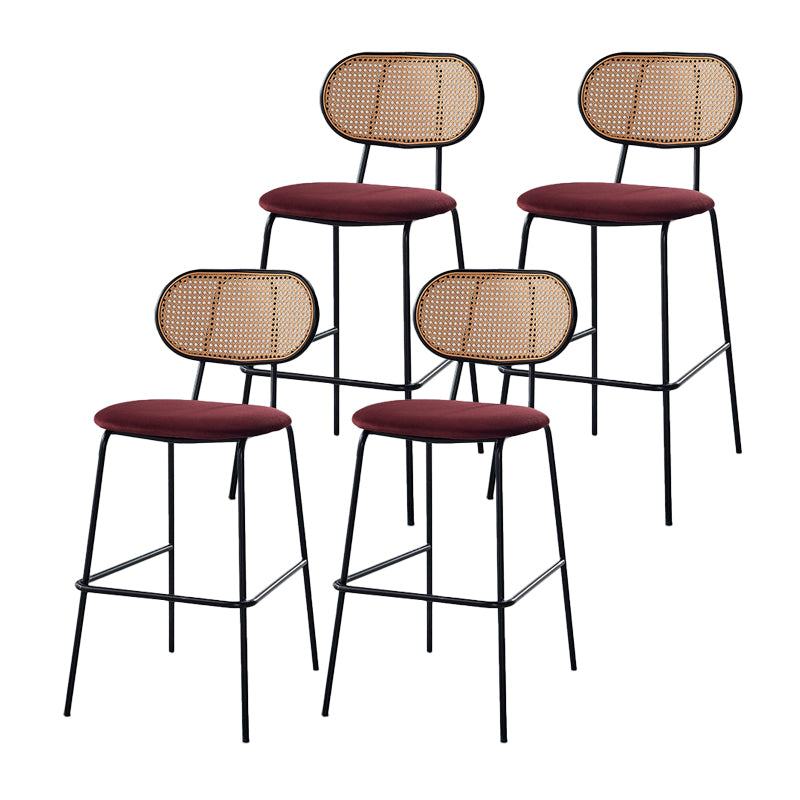 Scandinavian Low Back Armless Stool Velvet Upholstered Counter Stool