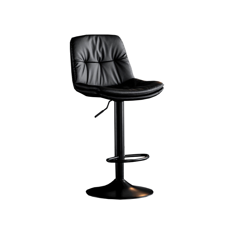 Scandinavian Metal Barstool Faux Leather Counter Stool With Chrome Base in Matte Finish