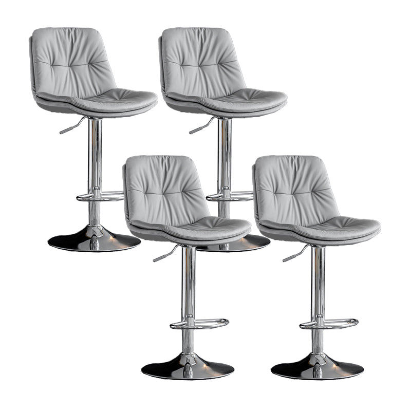 Scandinavian Metal Barstool Faux Leather Counter Stool With Chrome Base in Matte Finish
