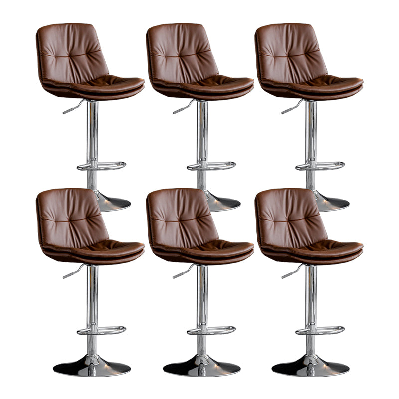 Scandinavian Metal Barstool Faux Leather Counter Stool With Chrome Base in Matte Finish