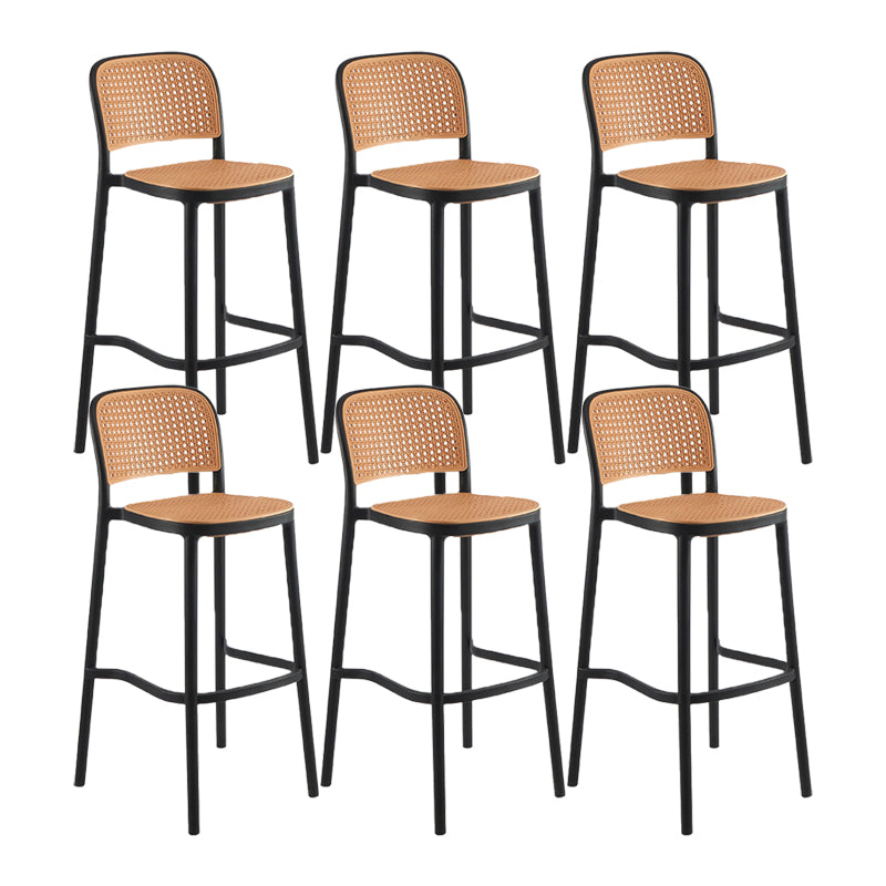 Contemporary Plastic Armless Bar Stool Square Seat with Plastic White and Black Frame