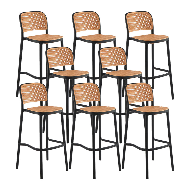 Contemporary Plastic Armless Bar Stool Square Seat with Plastic White and Black Frame