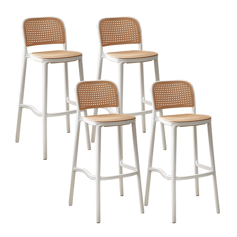 Contemporary Plastic Armless Bar Stool Square Seat with Plastic White and Black Frame