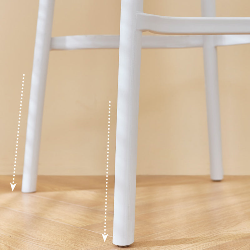 Contemporary Plastic Armless Bar Stool Square Seat with Plastic White and Black Frame