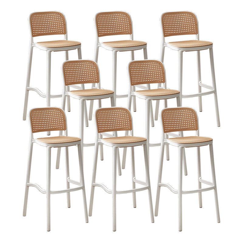 Contemporary Plastic Armless Bar Stool Square Seat with Plastic White and Black Frame