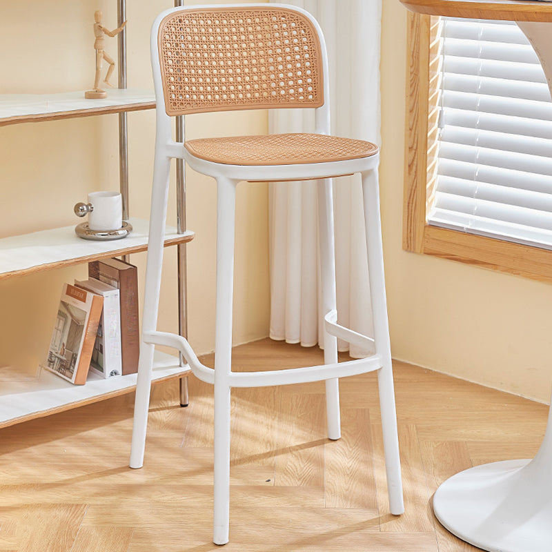 Contemporary Plastic Armless Bar Stool Square Seat with Plastic White and Black Frame