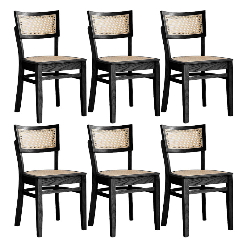 Modern Rattan Square Bar Stool Solid Wood Armless Bar Stool for Living Room
