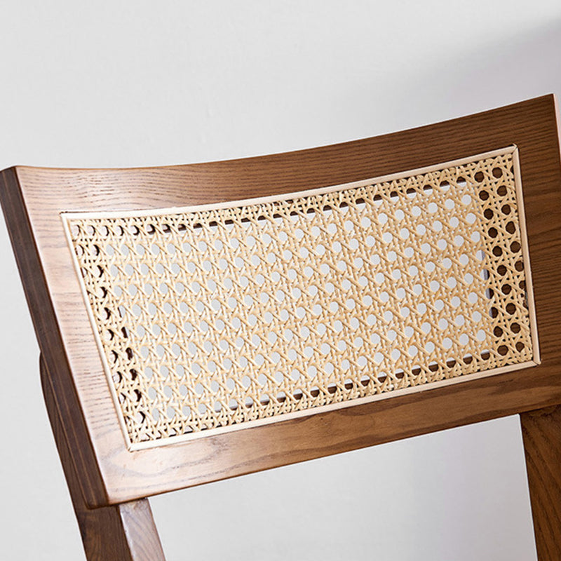 Modern Rattan Square Bar Stool Solid Wood Armless Bar Stool for Living Room