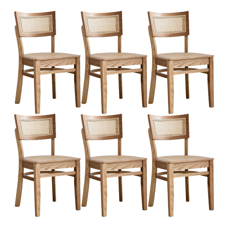 Modern Rattan Square Bar Stool Solid Wood Armless Bar Stool for Living Room