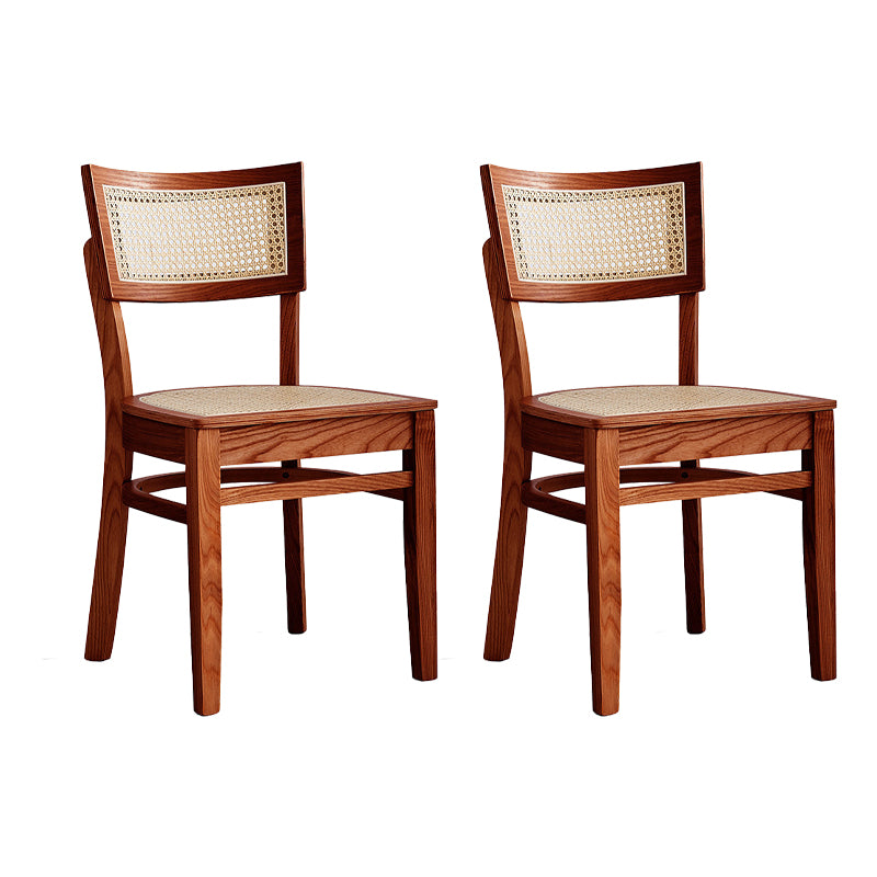 Modern Rattan Square Bar Stool Solid Wood Armless Bar Stool for Living Room