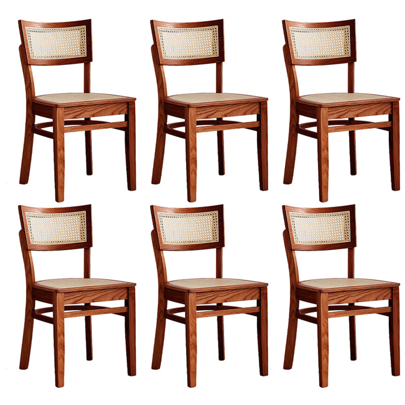 Modern Rattan Square Bar Stool Solid Wood Armless Bar Stool for Living Room