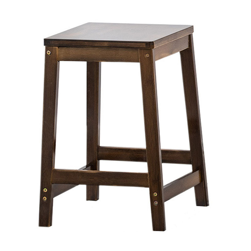Industrial Square Backless Stool Wooden Footrest Barstool for Living Room