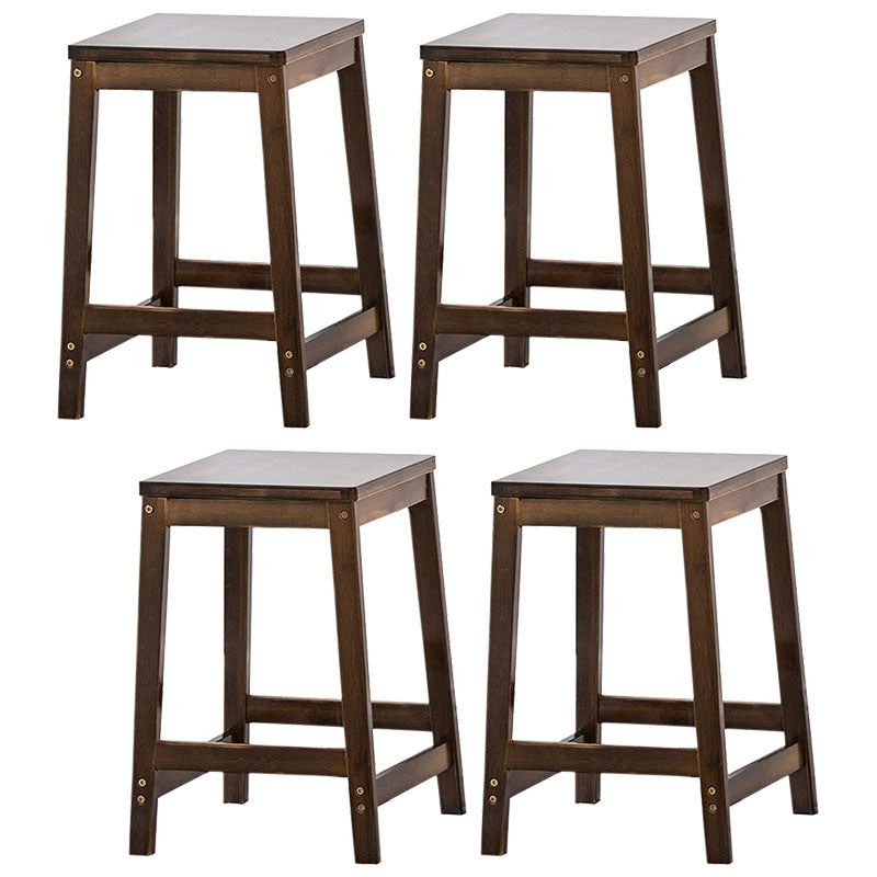 Industrial Square Backless Stool Wooden Footrest Barstool for Living Room