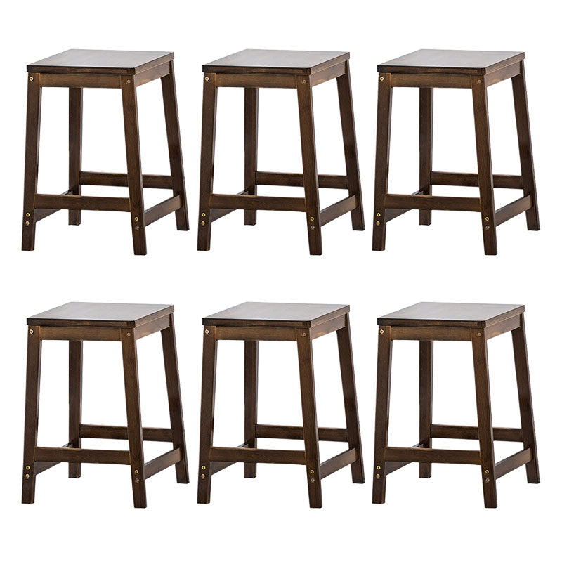 Industrial Square Backless Stool Wooden Footrest Barstool for Living Room