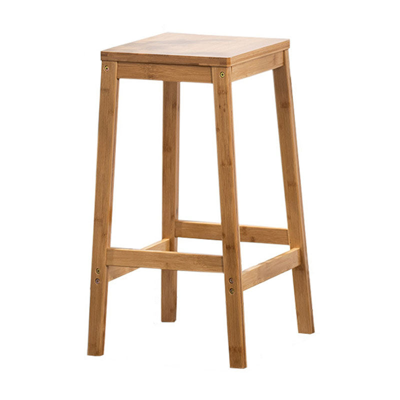 Industrial Square Backless Stool Wooden Footrest Barstool for Living Room