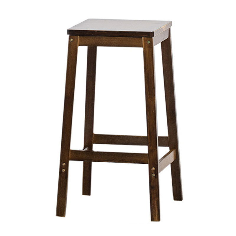 Industrial Square Backless Stool Wooden Footrest Barstool for Living Room