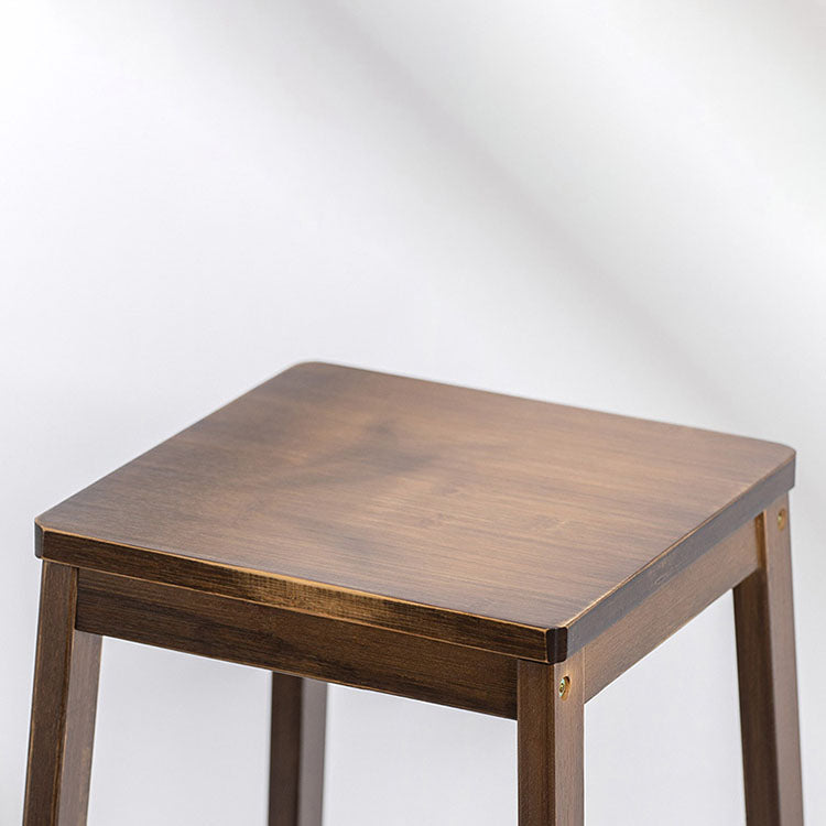 Industrial Square Backless Stool Wooden Footrest Barstool for Living Room