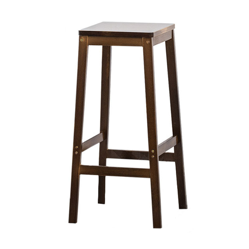 Industrial Square Backless Stool Wooden Footrest Barstool for Living Room
