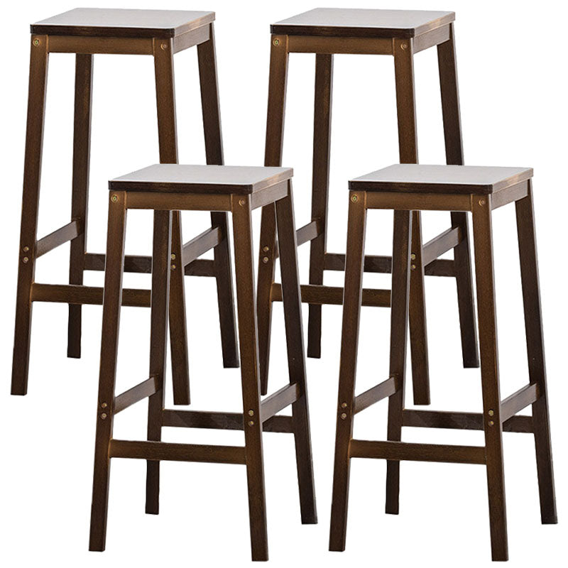 Industrial Square Backless Stool Wooden Footrest Barstool for Living Room