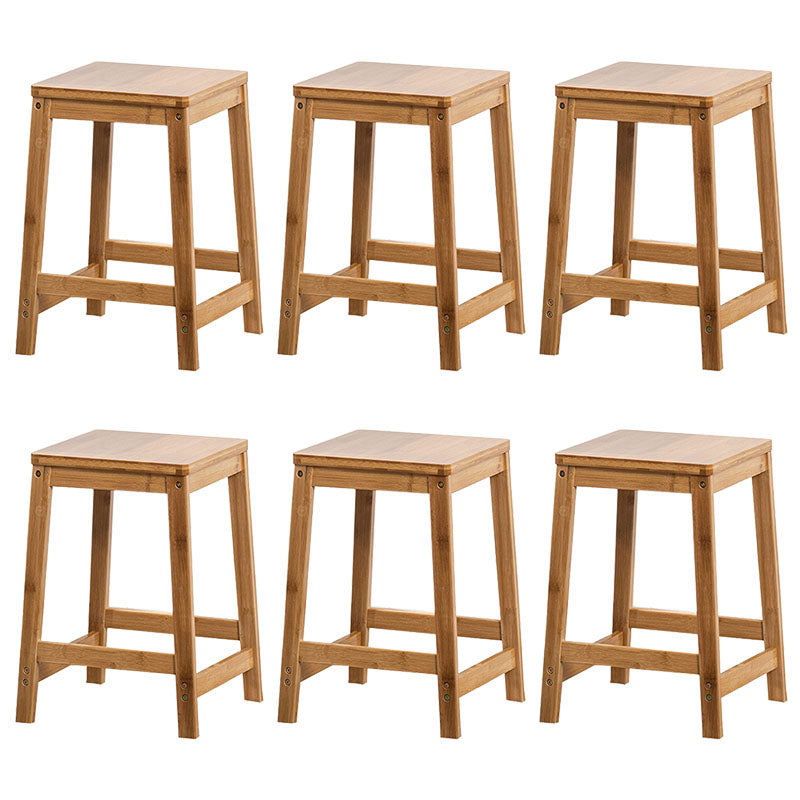 Industrial Square Backless Stool Wooden Footrest Barstool for Living Room