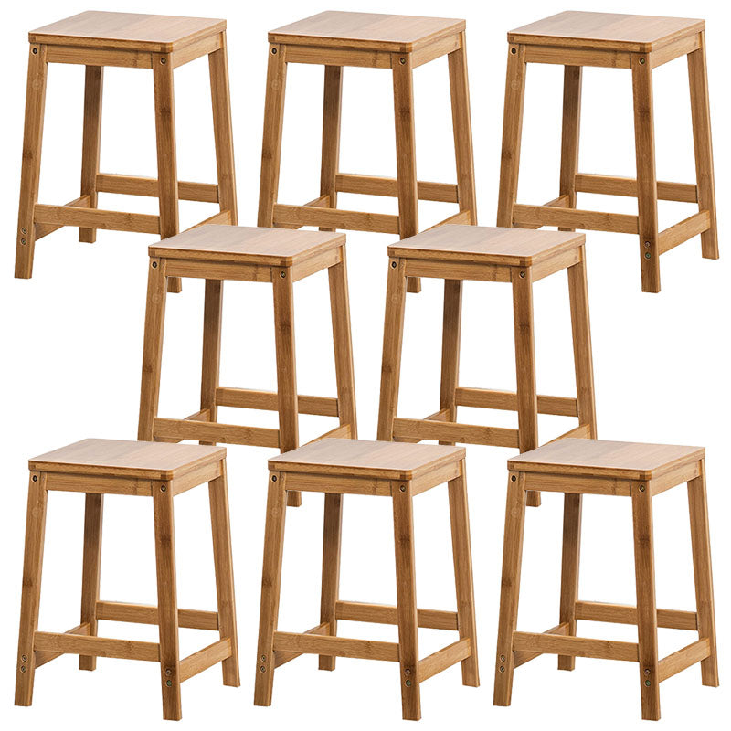 Industrial Square Backless Stool Wooden Footrest Barstool for Living Room