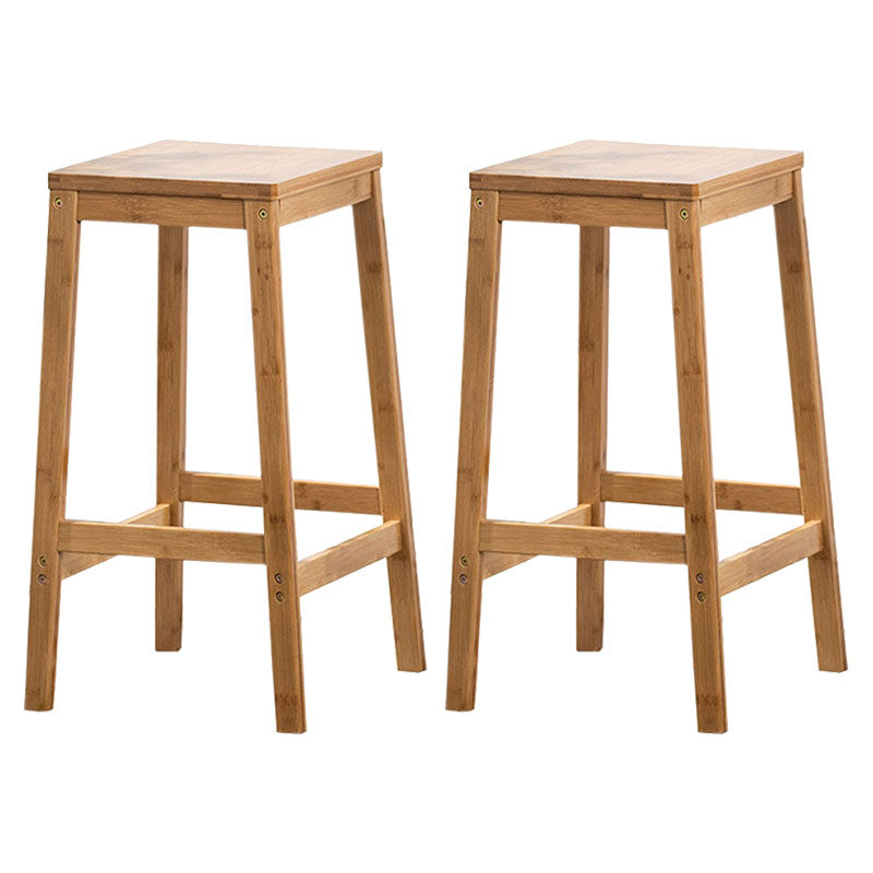 Industrial Square Backless Stool Wooden Footrest Barstool for Living Room