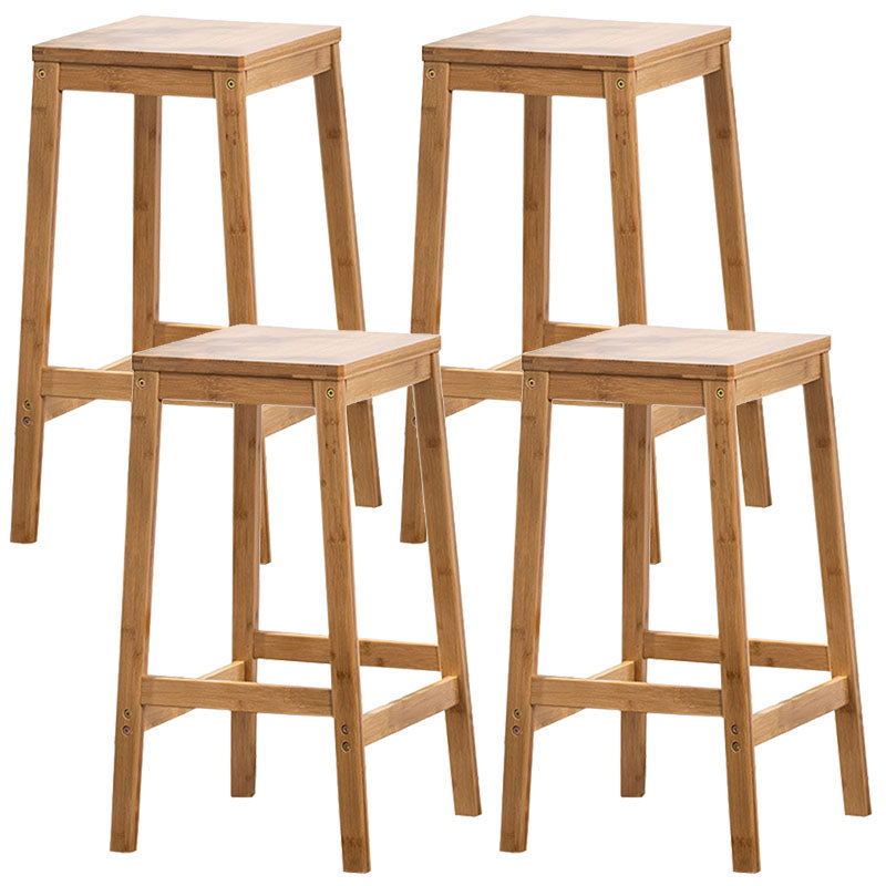 Industrial Square Backless Stool Wooden Footrest Barstool for Living Room