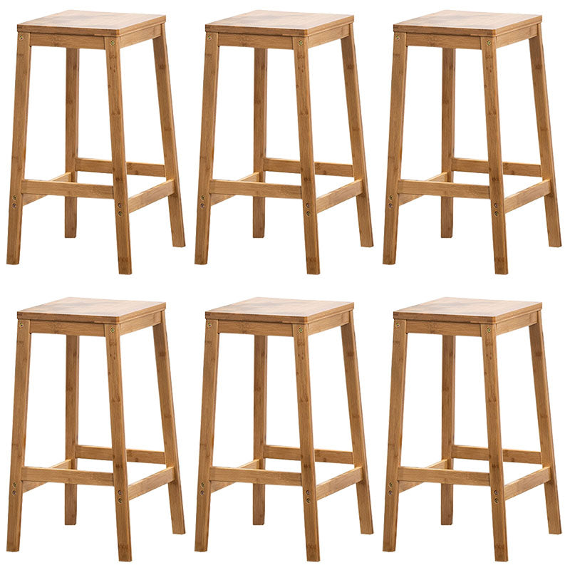 Industrial Square Backless Stool Wooden Footrest Barstool for Living Room