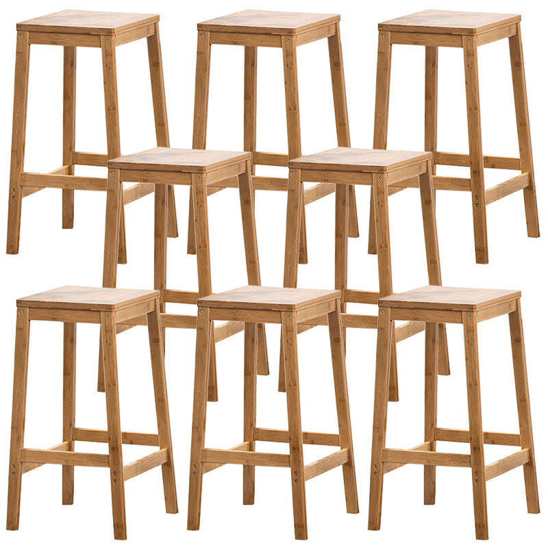 Industrial Square Backless Stool Wooden Footrest Barstool for Living Room