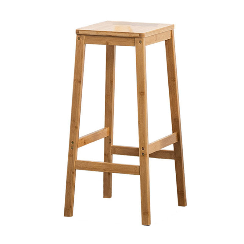 Industrial Square Backless Stool Wooden Footrest Barstool for Living Room