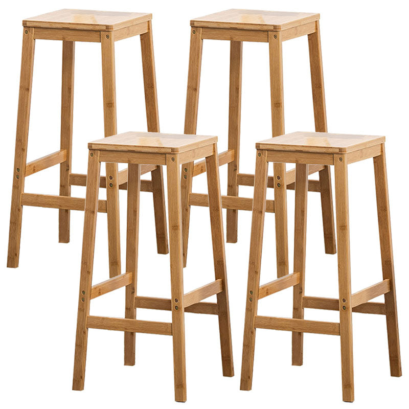 Industrial Square Backless Stool Wooden Footrest Barstool for Living Room