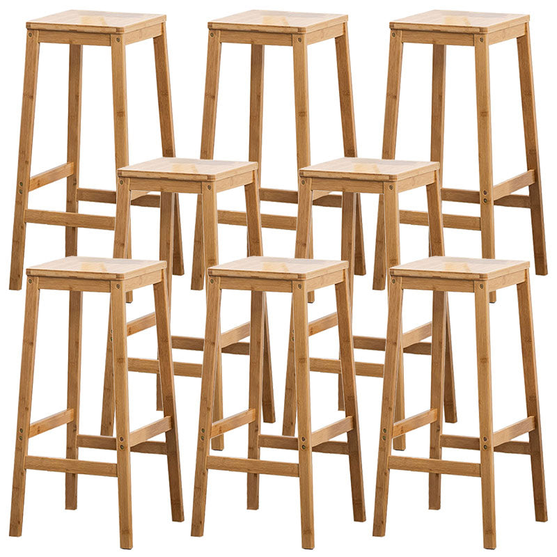 Industrial Square Backless Stool Wooden Footrest Barstool for Living Room