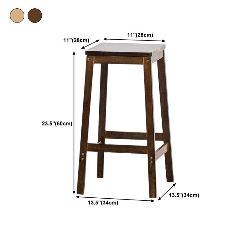 Industrial Square Backless Stool Wooden Footrest Barstool for Living Room