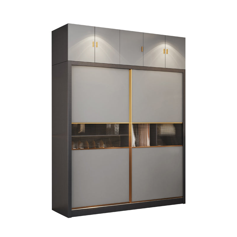 Grey Engineered Wood Wardrobe Cabinet Contemporary Wardrobe Closet