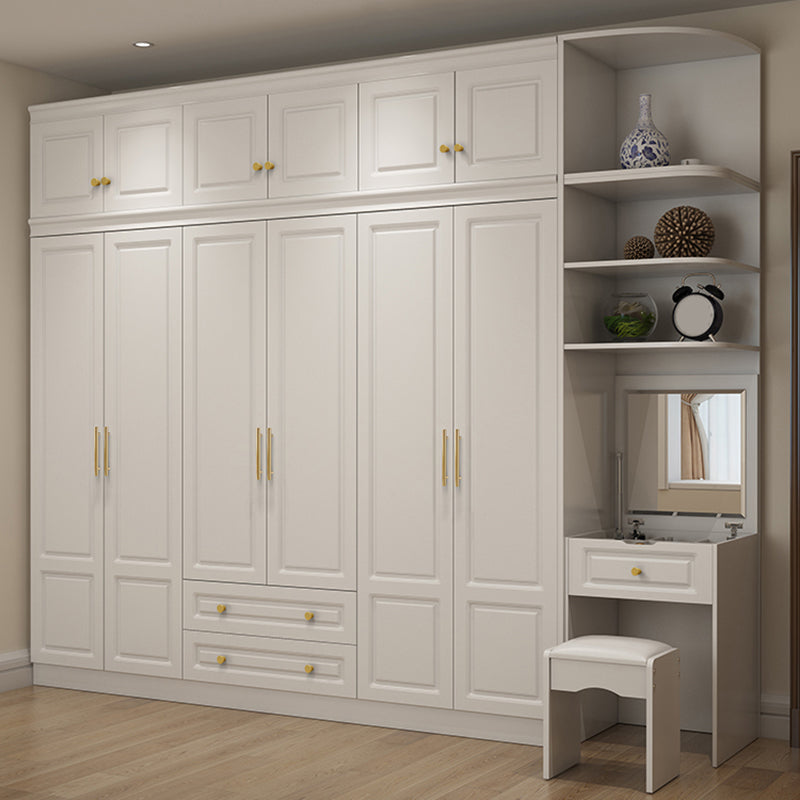Hinged White Wardrobe Armoire Engineered Wood Wardrobe Closet