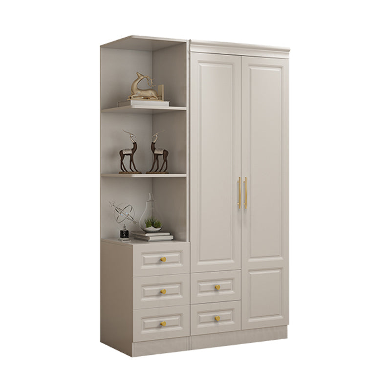 Hinged White Wardrobe Armoire Engineered Wood Wardrobe Closet