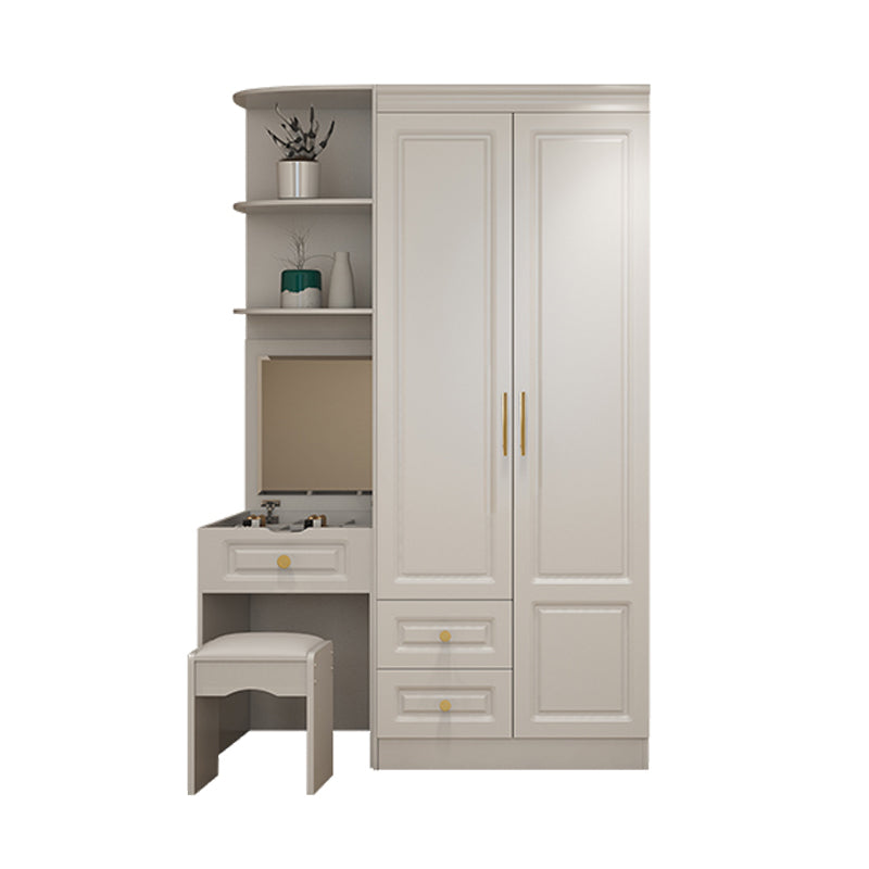 Hinged White Wardrobe Armoire Engineered Wood Wardrobe Closet