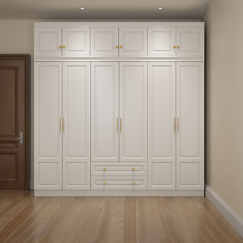 Hinged White Wardrobe Armoire Engineered Wood Wardrobe Closet