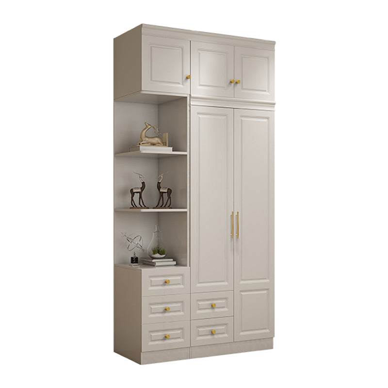 Hinged White Wardrobe Armoire Engineered Wood Wardrobe Closet