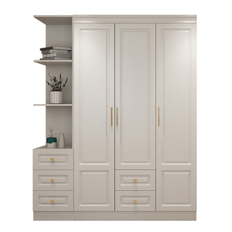 Hinged White Wardrobe Armoire Engineered Wood Wardrobe Closet