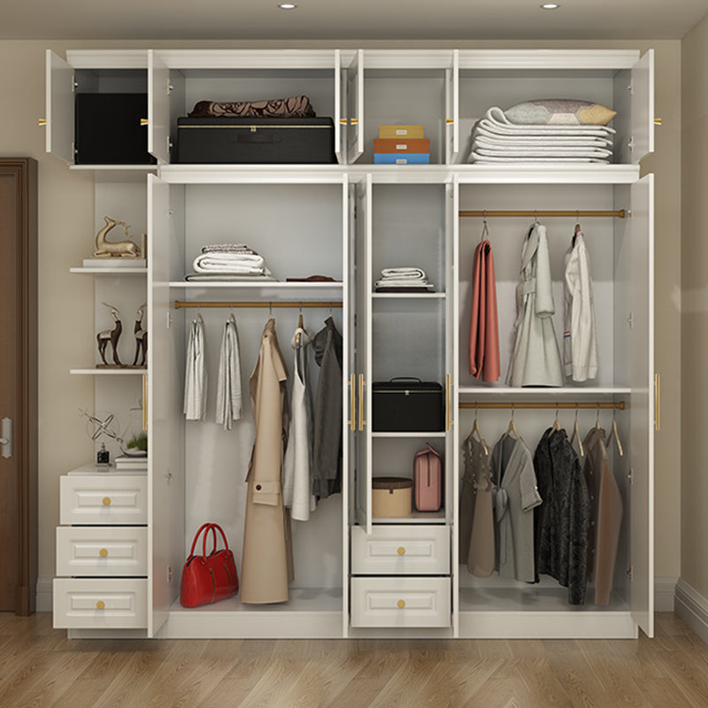 Hinged White Wardrobe Armoire Engineered Wood Wardrobe Closet