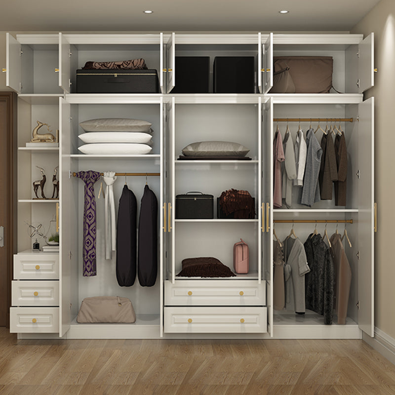Hinged White Wardrobe Armoire Engineered Wood Wardrobe Closet