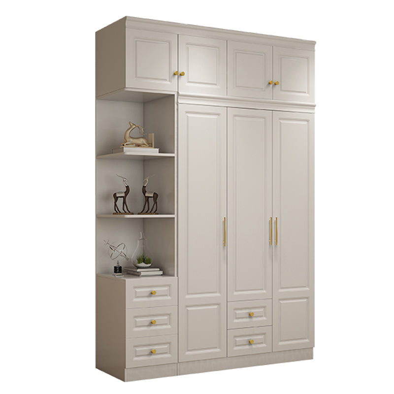 Hinged White Wardrobe Armoire Engineered Wood Wardrobe Closet