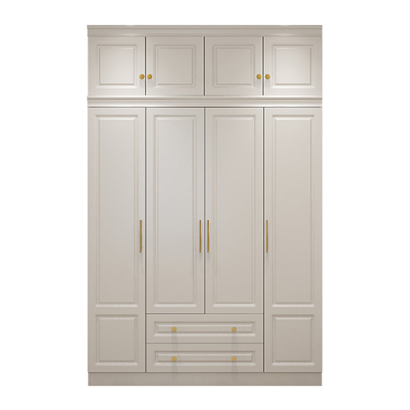 Hinged White Wardrobe Armoire Engineered Wood Wardrobe Closet