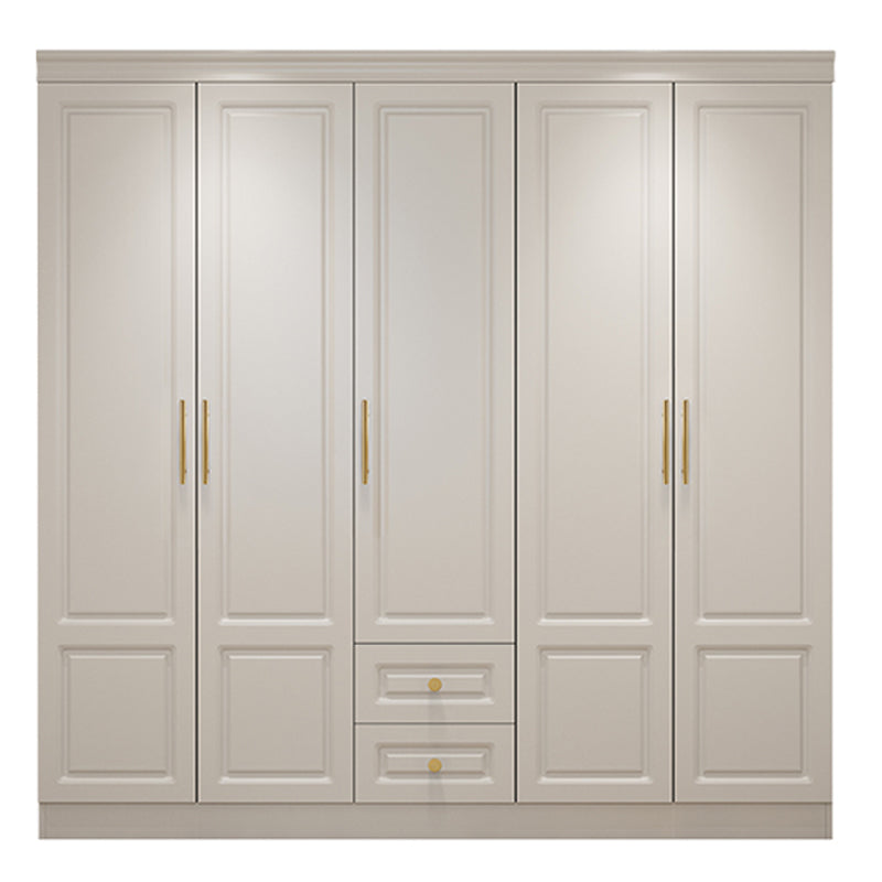 Hinged White Wardrobe Armoire Engineered Wood Wardrobe Closet
