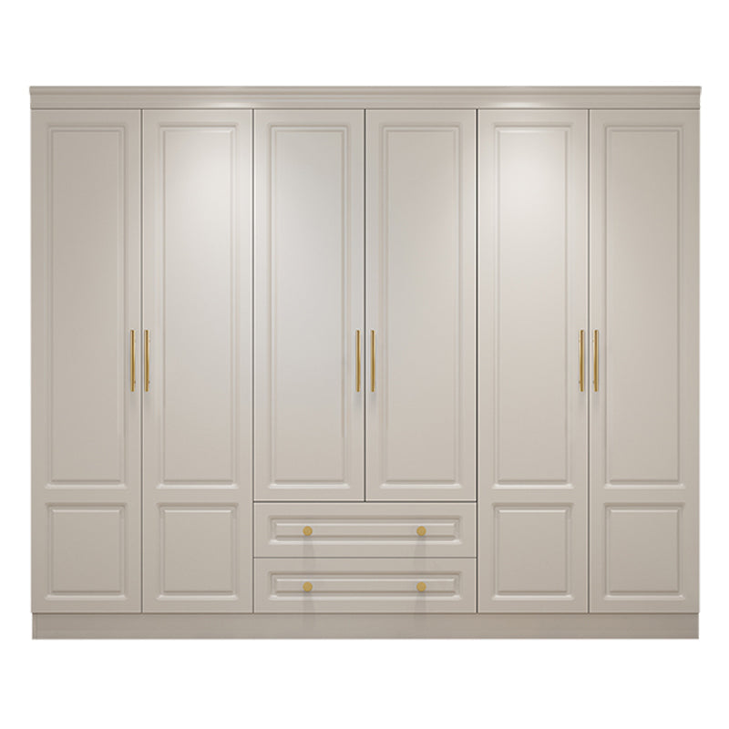 Hinged White Wardrobe Armoire Engineered Wood Wardrobe Closet