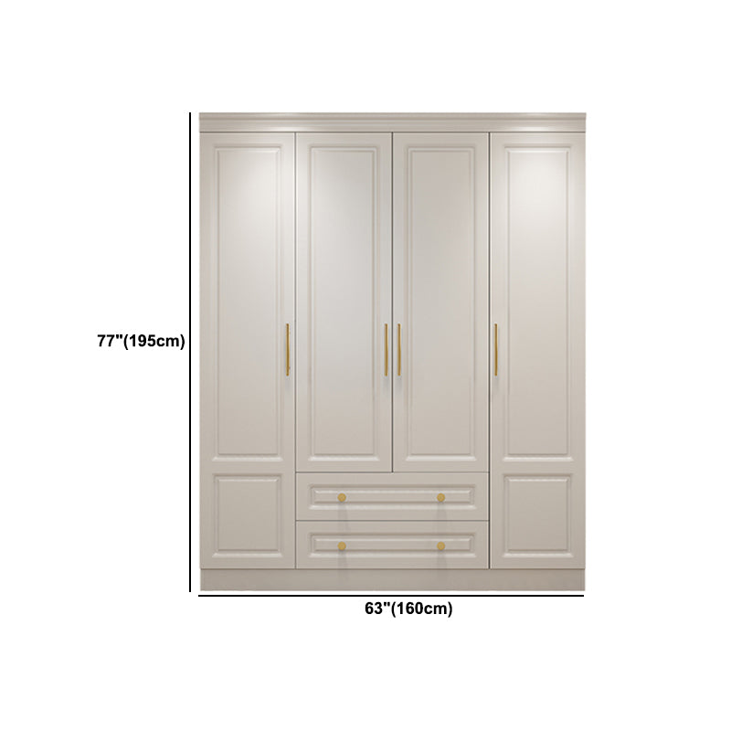 Hinged White Wardrobe Armoire Engineered Wood Wardrobe Closet