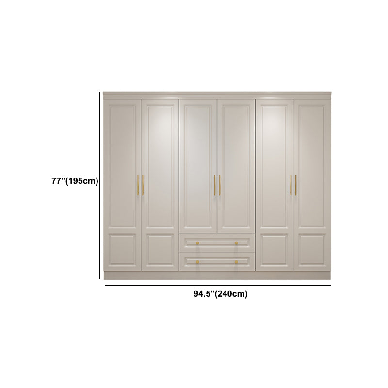 Hinged White Wardrobe Armoire Engineered Wood Wardrobe Closet