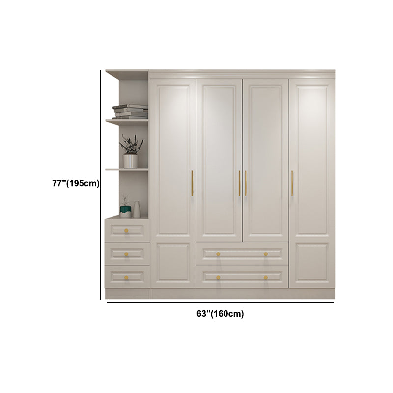 Hinged White Wardrobe Armoire Engineered Wood Wardrobe Closet